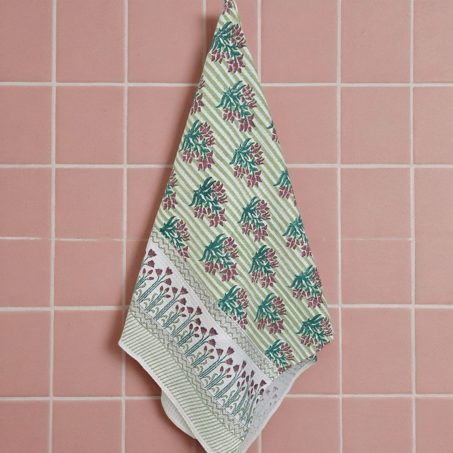 Stripe and Butaa Waffle Towel