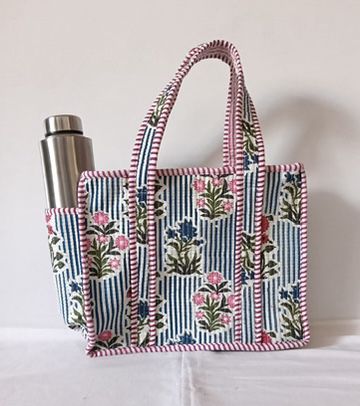Blue Stripe Mini Tote (10X12)