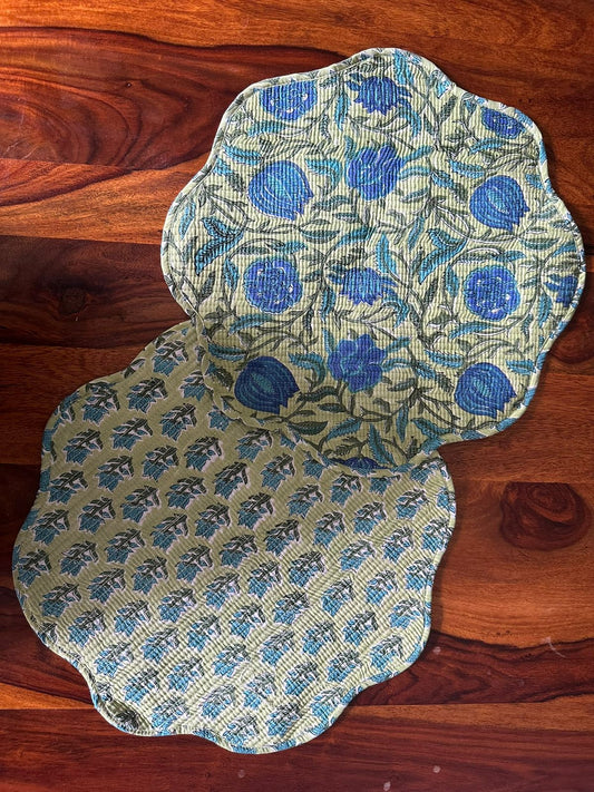 Lime Wavy Scallop Quilted Table Mats
