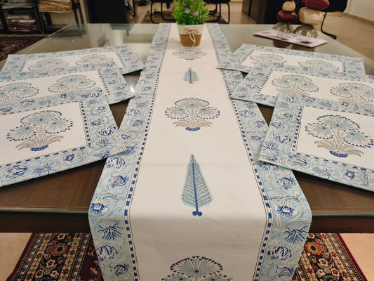 Blue Butaa Runner Mat Set