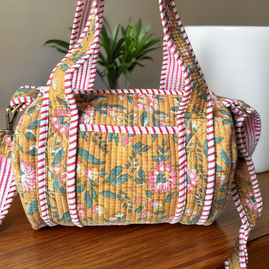 Mustard Bahaar Mini Duffle Tote With Sling
