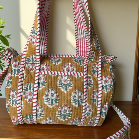 Mustard Buti Mini Duffle Tote With Sling