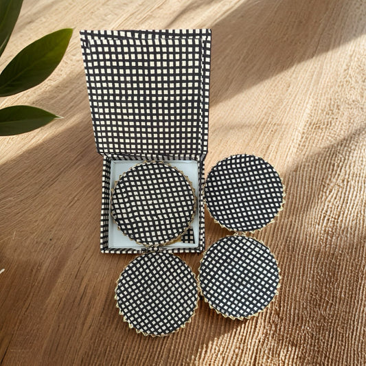 Black Check Coaster (Set of 6)