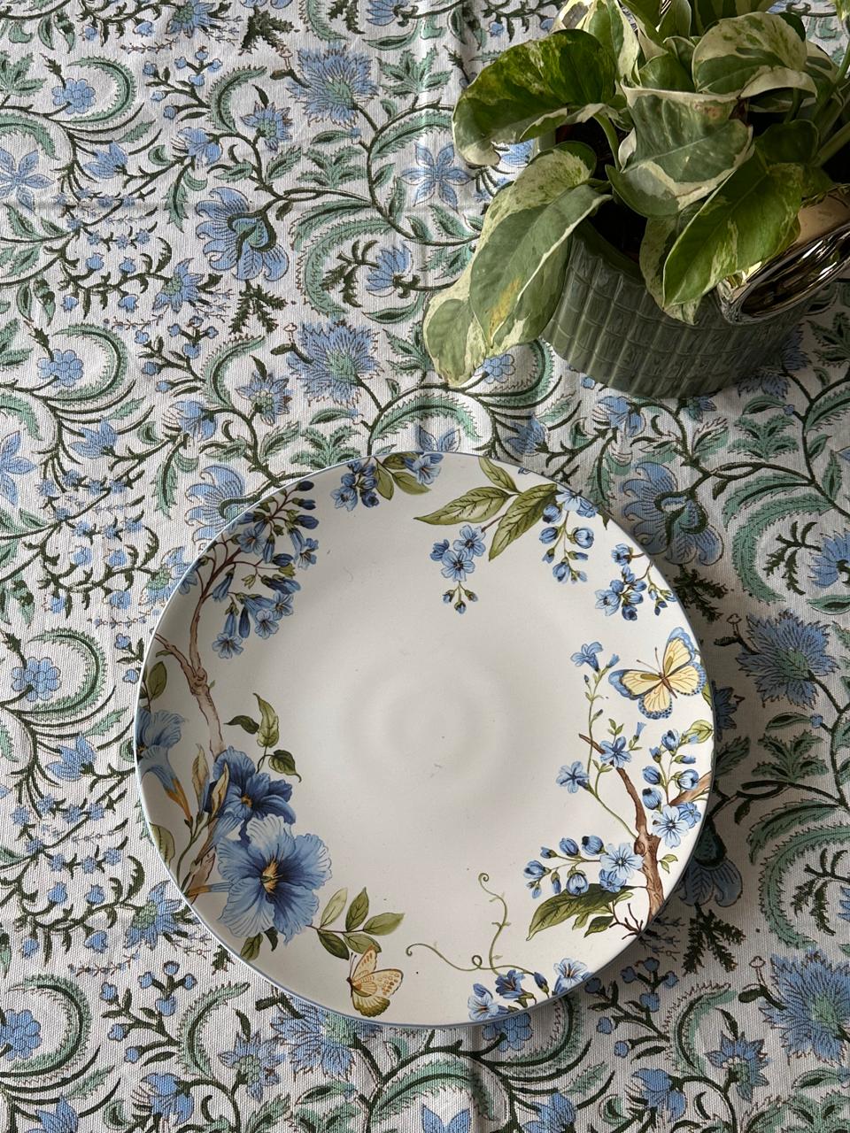 Blue and Green Bagh Table Cover - 6 Seater