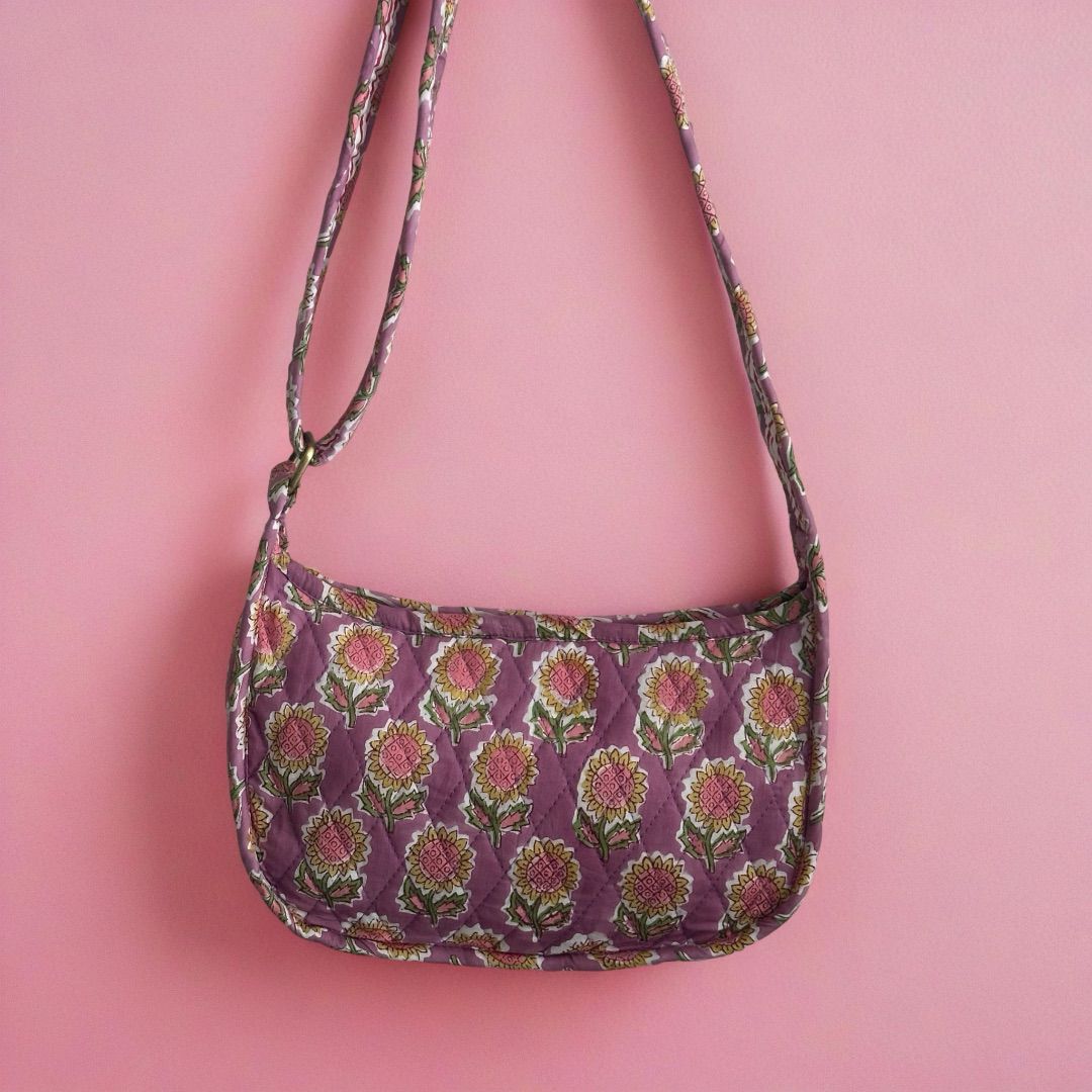 Purple Bloom Baguette Bag