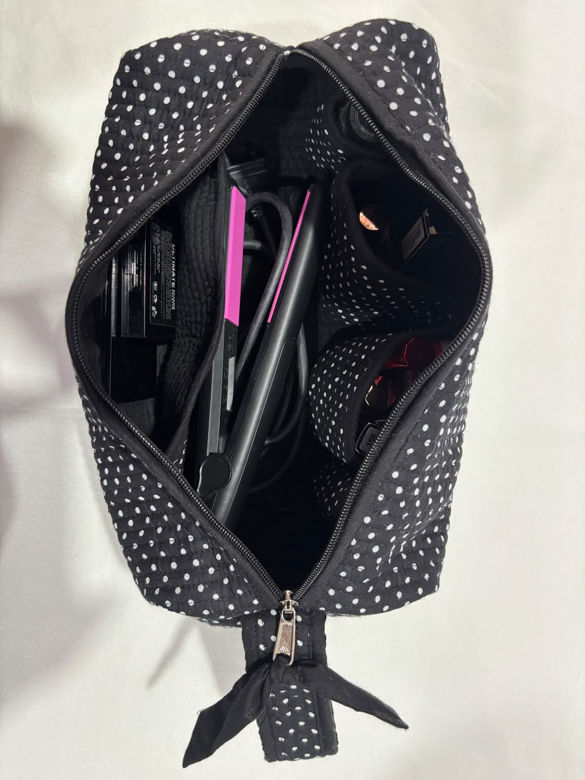 Black Polka Dot Hair Tool Pouch