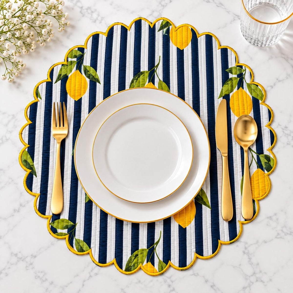 Citrus Round Scalloped Table Mats