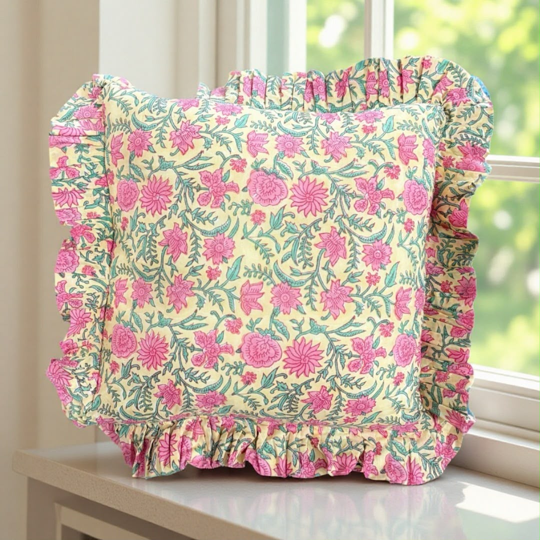 Yellow Bagh Cushion Cover (16X16)